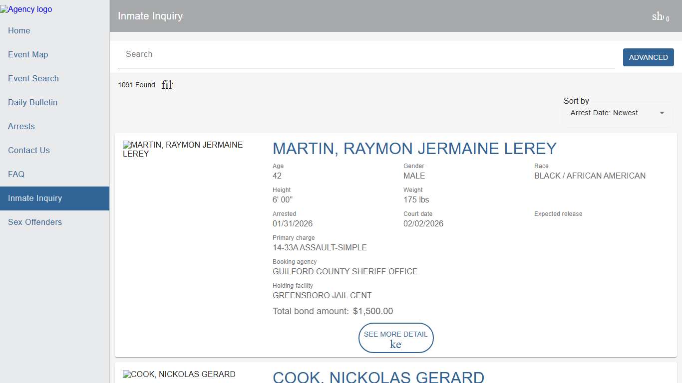 Guilford County SO Police To Citizen Police to Citizen - Inmates catalog